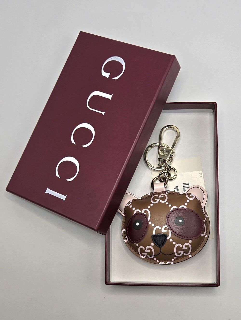 #178 - Gucci Accessory  Panda Shape 821890 Leather Bag/Key Charm - NWT